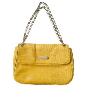 Anne Klein yellow faux reptile shoulder bag.